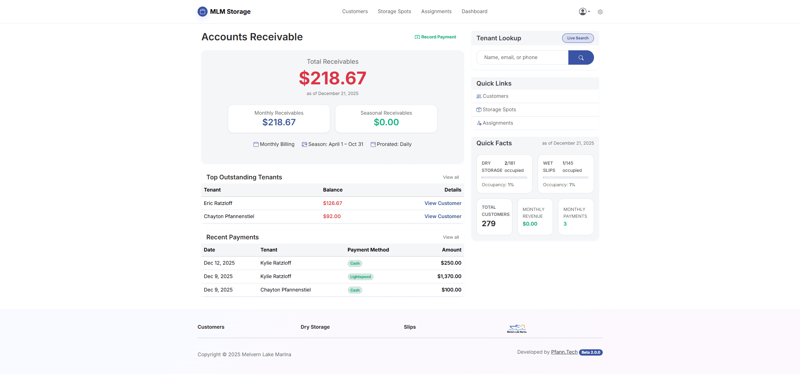 MLM Storage Solution screenshot