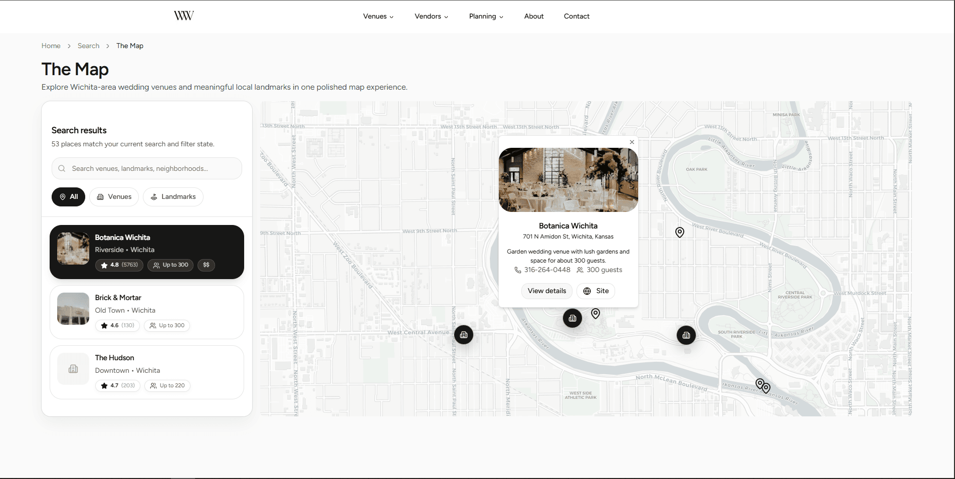 Wichita Weddings map search